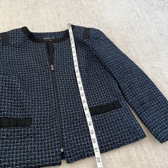 Vintage Jones New York Collection Tweed Blue Cardigan Blazer Jacket 6 - Picture 5 of 11